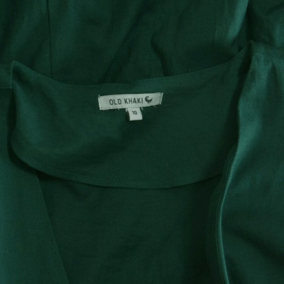 Old khaki jumpsuit Green Button Cotton Wide Leg M 10 - Picture 7 of 7